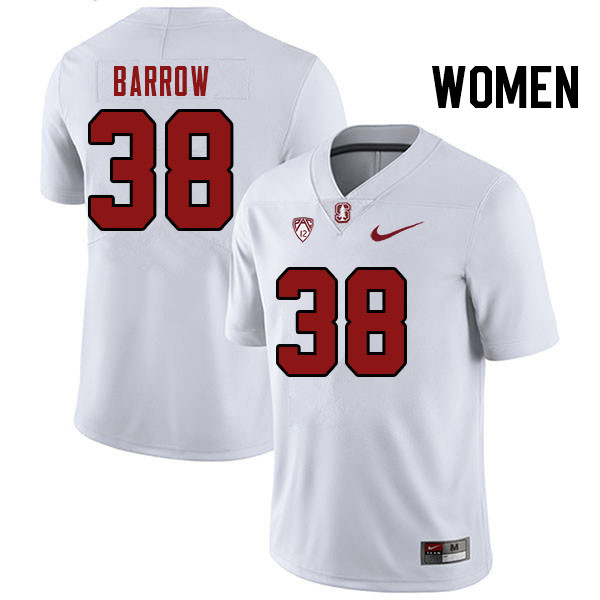 Women #38 Brendon Barrow Stanford Cardinal College Football Jerseys Stitched Sale-White